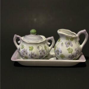 Andrea by Sadek Small Size Cream and Sugar with Under Plate set
